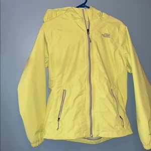 Neon yellow North Face rain jacket